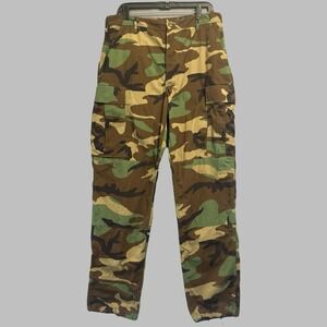 VTG Woodland Camoflauge Cargo Hot Weather Trousers Mens Medium Tall Ripstop
